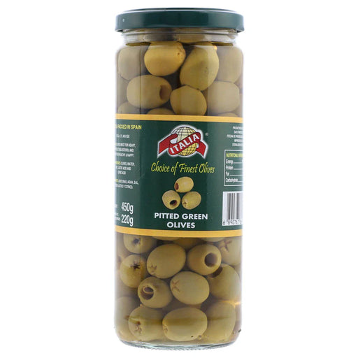 ITALIA PITTED GREEN OLIVES 220G 450G