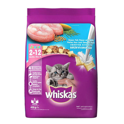 WHISKAS JUNIOR 2-12 OCEAN FISH WITH MILK 450G