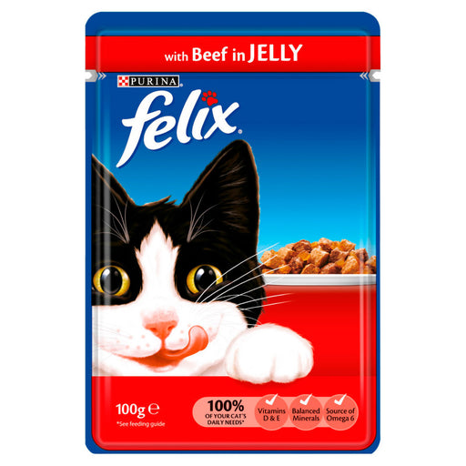 FELIX CAT FOOD BEEF IN JELLY 100GM