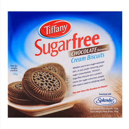 TIFFANY SUGAR FREE CHOCOLATE CREAM BISCUITS 162G