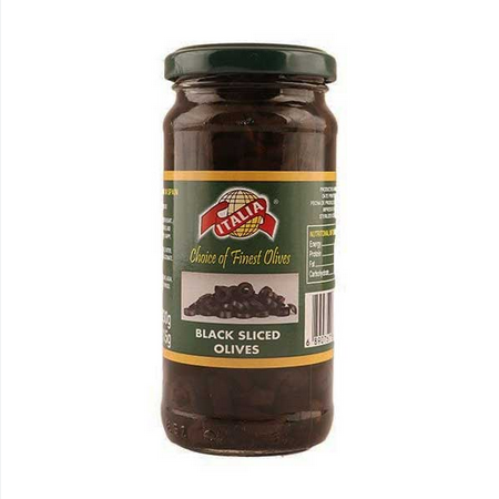 ITALIA BLACK SLICED OLIVES 115G 230G