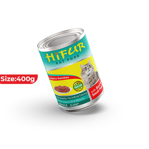 HIFUR BEEF & SMALL PEAS CAT FOOD  400GM