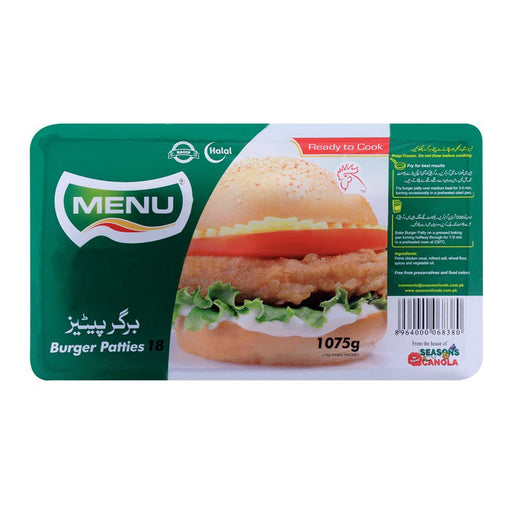 MENU CHICKEN BURGER PATTIES 1075GM 18PCS
