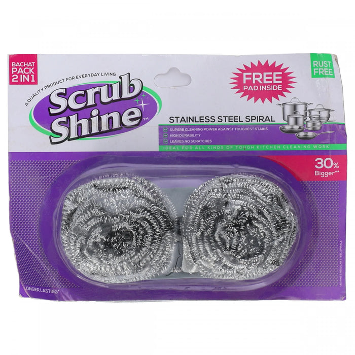 SCRUB SHINE STAINLESS STEEL 2IN1 BACHAT PACK
