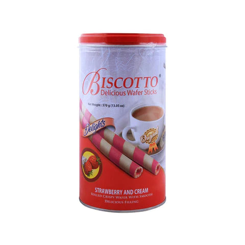 BISCOTTO WAFER STICKS STRAWBERRY 370G TIN