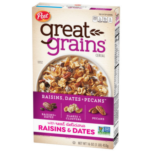 GREAT GRAINS CEREAL RAISINS DATES PECANS 453G