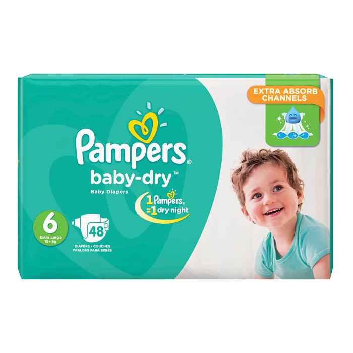 Pampers Baby Dry Diapers Extra Large Size 6 15+kg (44Pcs)