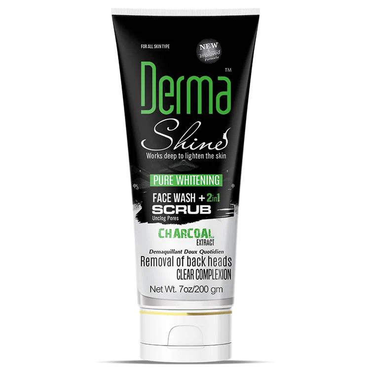 Derma Shine Charcoal Face Wash Scrub (200gm)