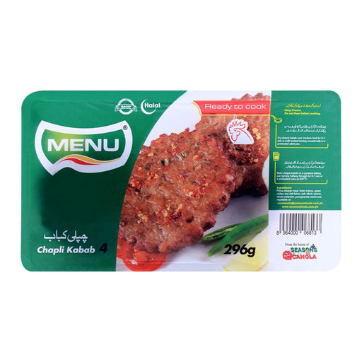 MENU CHICKEN CHAPLI KABAB 296GM 04 PCS