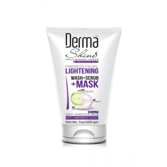 Derma Shine 3 In 1 Lightening Wash Scrub Mask (200gm)