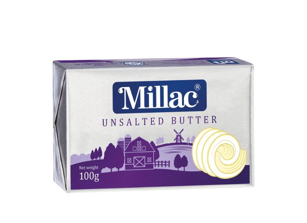 MILLAC WHITE UNSALTED BUTTER 100GM