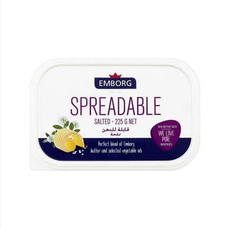 EMBORG SPREADABLE SALTED BUTTER 225GM