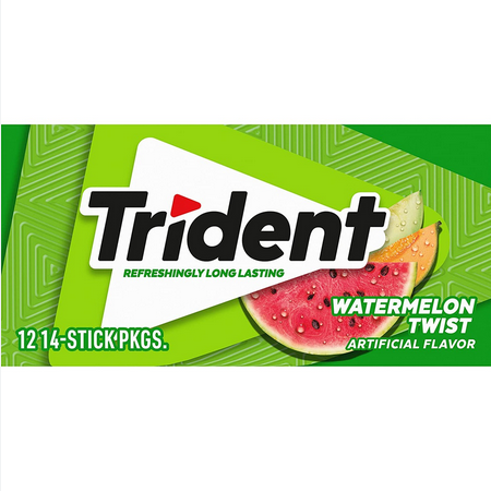 TRIDENT 14 STICKS SUGAR FREE WATERMELON TWIST