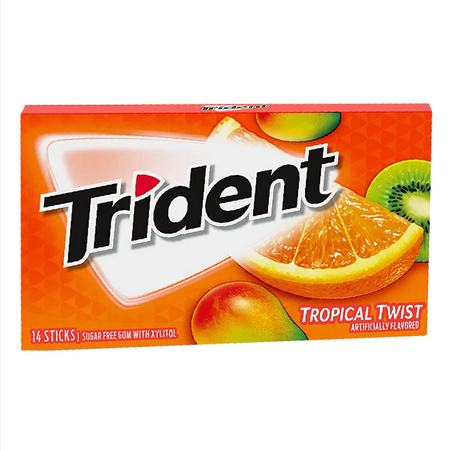 TRIDENT 14 STICKS SUGAR FREE TROPICAL TWIST