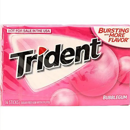 TRIDENT 14 STICKS SUGAR FREE BUBBLE GUM