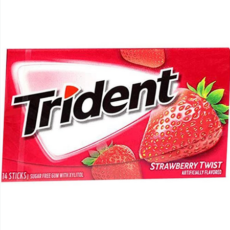 TRIDENT 14 STICKS SUGAR FREE STRAWBERRY TWIST