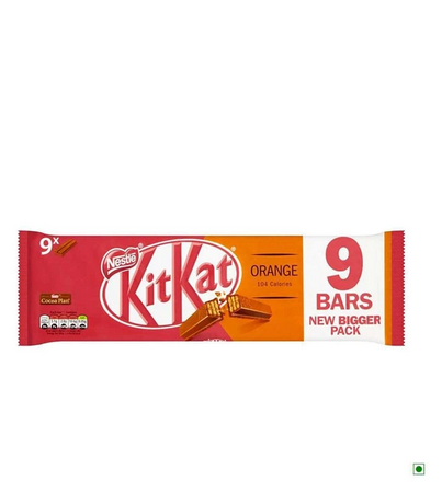 KITKAT 2 FINGER ORANGE 9 PACK 186.3GM