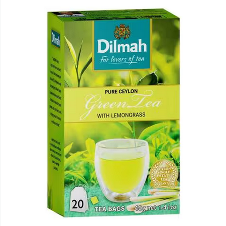 DILMAH LEMONGRASS FLAVOURED GREEN TEA BAGS 20PCS