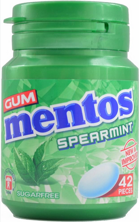 MENTOS SUGARFREE SPEARMINT GUM 58.8G