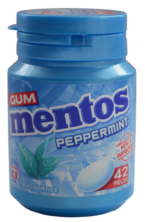 MENTOS SUGAR FREE PEPPERMINT GUM 58.8G