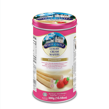 WHITE CASTLE STRAWBERRY WAFERS 300G TIN