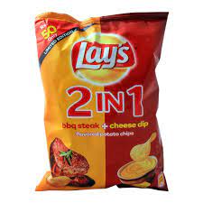 LAYS 2 IN 1 BBQ STEAK +CHEESE DIP 31GM