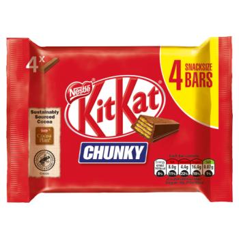 NESTLE KITKAT CHUNKY 4 BAR SNACK SIZE 128G